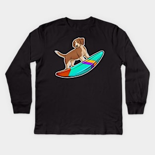 Surfing Beagle Dog Kids Long Sleeve T-Shirt